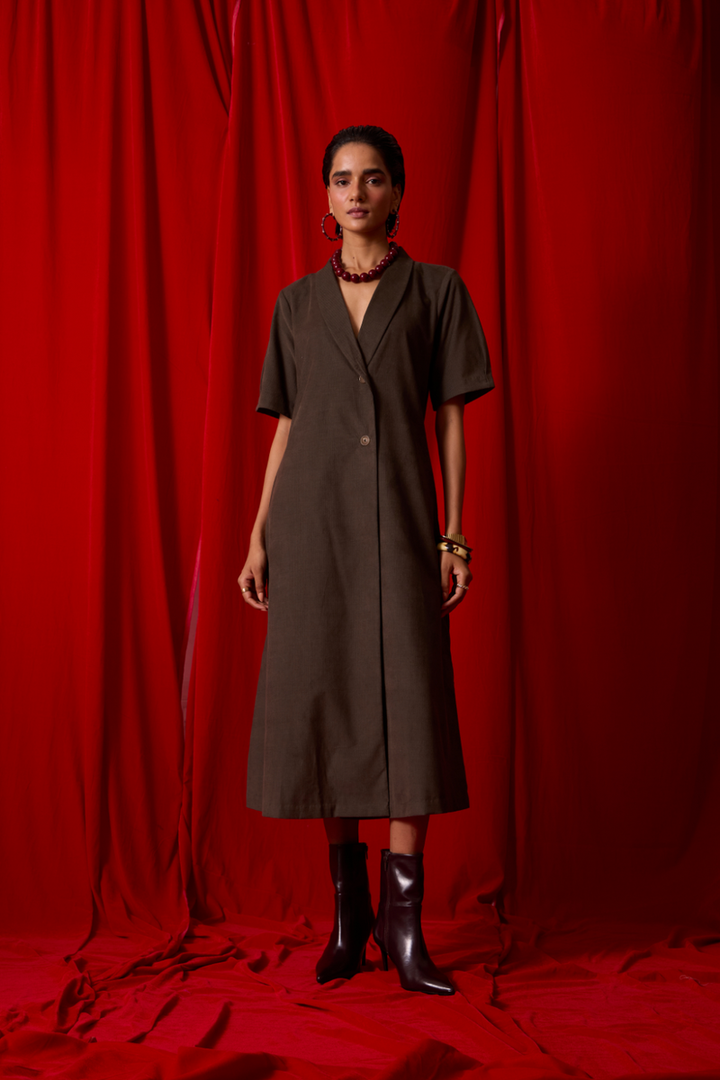 Kamen Olive Needlecord Wrap Dress cotton by The Summer House in olive color for women Worldwide