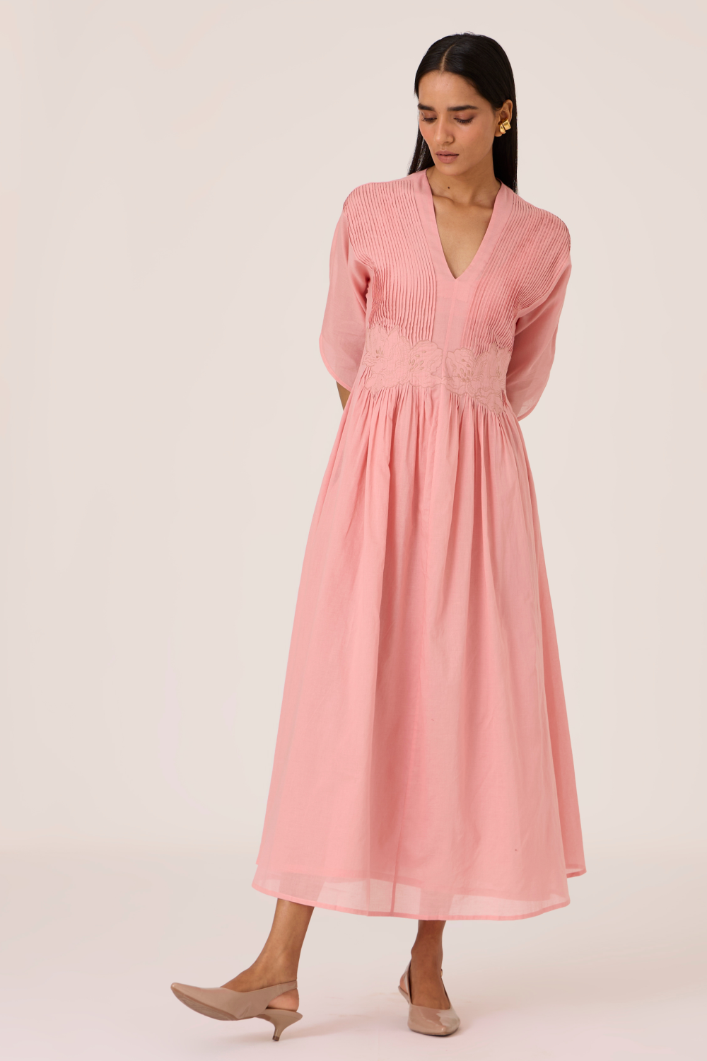 Kamil Pink Embroidered Maxi Dress