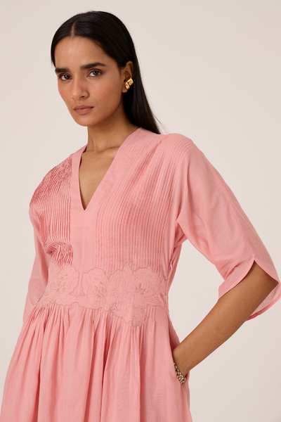 Kamil Pink Embroidered Maxi Dress