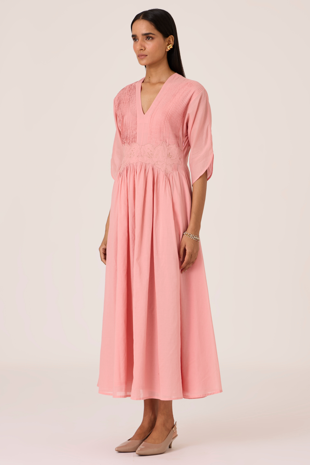 Kamil Pink Embroidered Maxi Dress