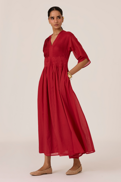 Kamil Scarlet Embroidered Maxi Dress