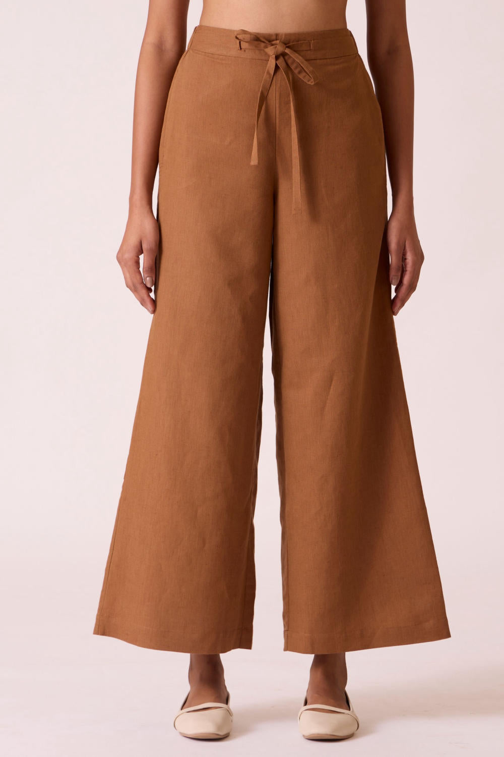 Karnam Brown Linen Cotton Trousers