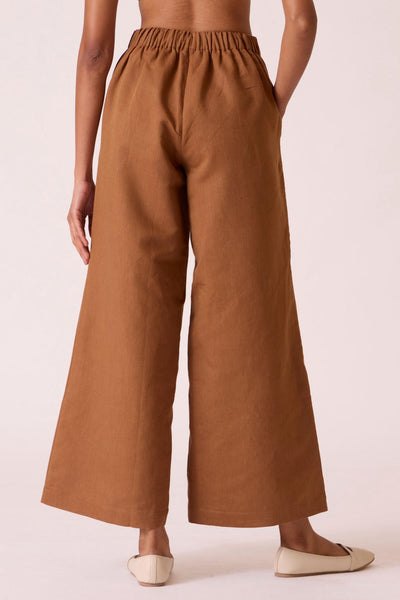 Karnam Brown Linen Cotton Trousers