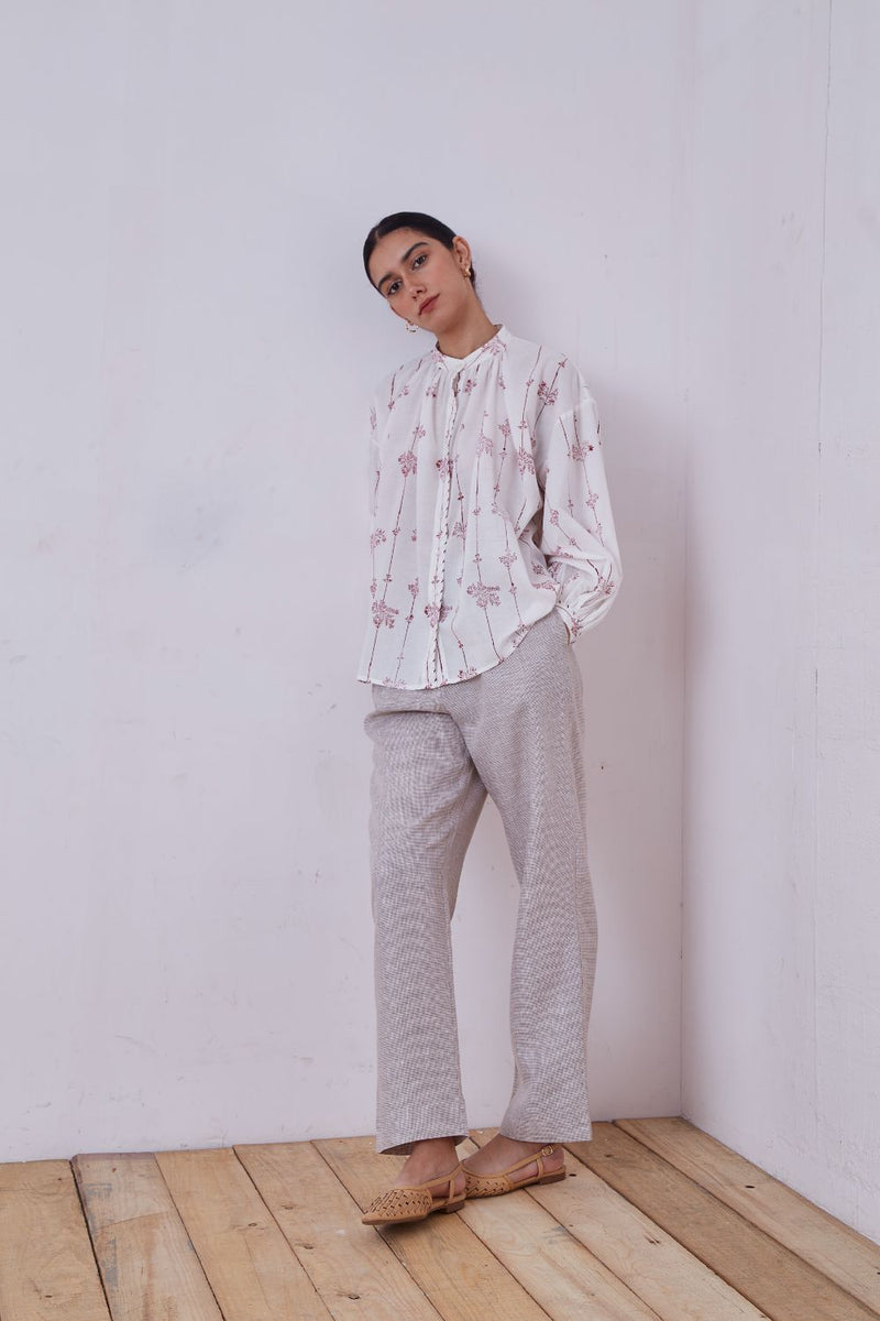 Kesar Red Hand Printed Top cotton cambric top/shirt by The Summer House for women Worldwide