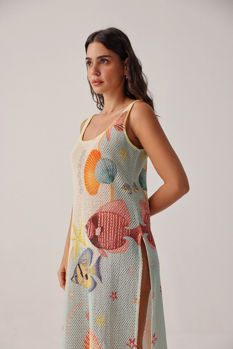 Keya Coverup-Seaborn crochet resort wear by NOIB in beige for women Worldwide
