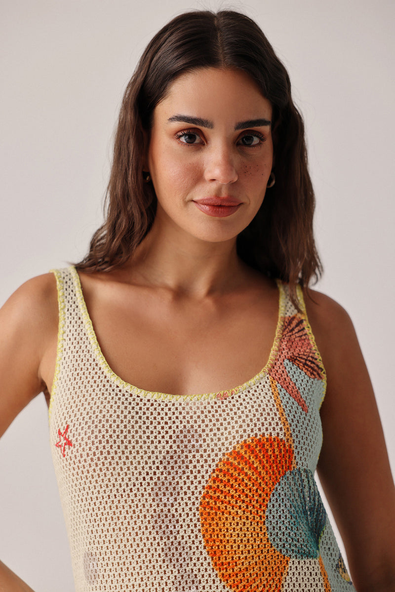 Keya Coverup-Seaborn crochet resort wear by NOIB in beige for women Worldwide