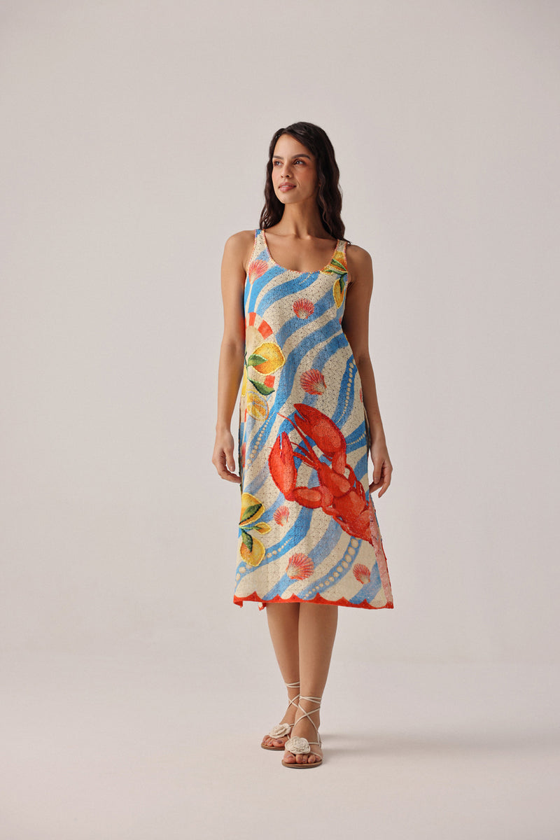 Keya Coverup-Summer Zest crochet resort wear by NOIB in blue for women Worldwide