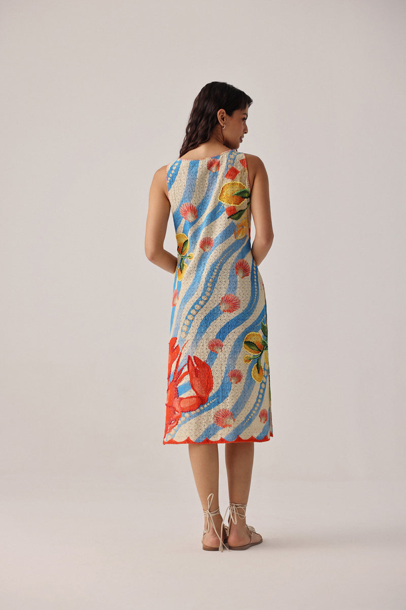 Keya Coverup-Summer Zest crochet resort wear by NOIB in blue for women Worldwide