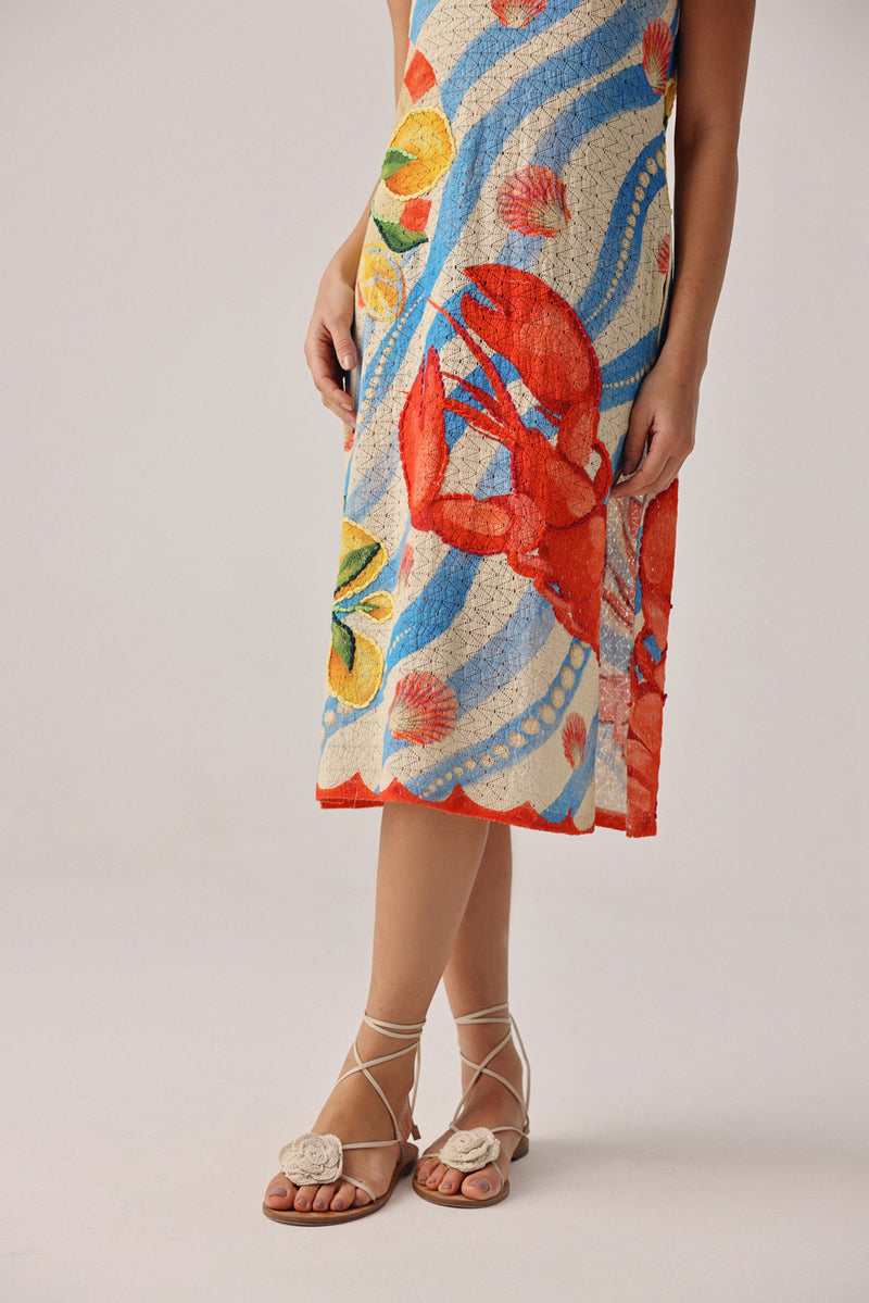 Keya Coverup-Summer Zest crochet resort wear by NOIB in blue for women Worldwide