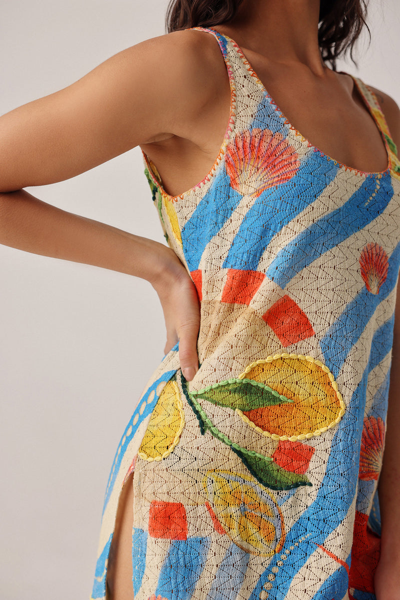 Keya Coverup-Summer Zest crochet resort wear by NOIB in blue for women Worldwide