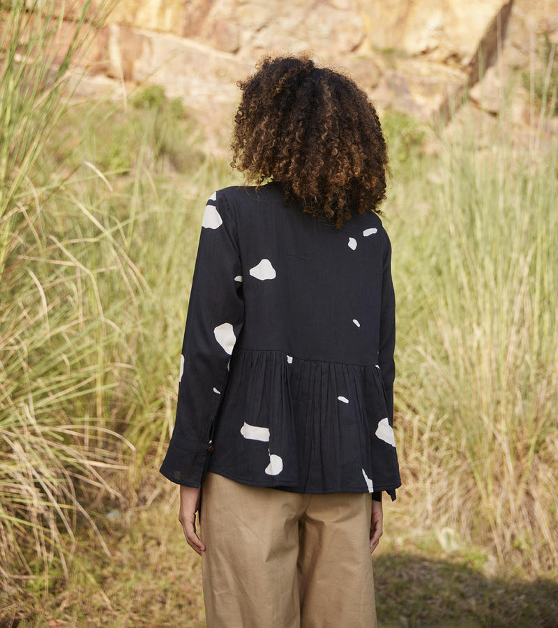 Droplet Blouse Top & Tunics by Khara Kapas in black for women Worldwide