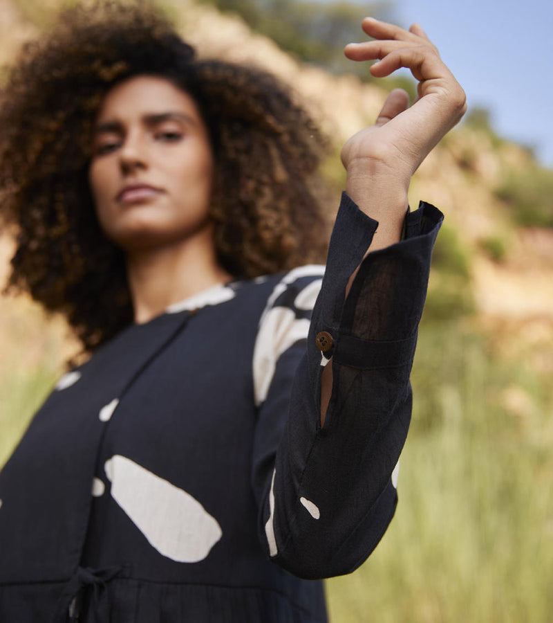 Droplet Blouse Top & Tunics by Khara Kapas in black for women Worldwide