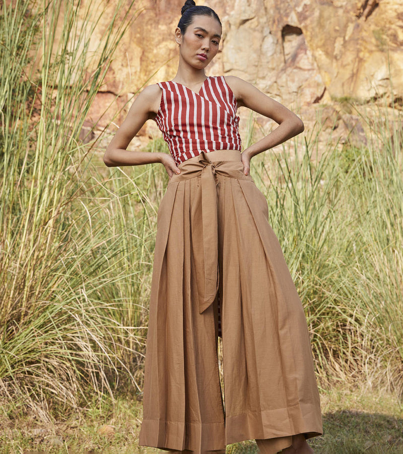 Lost In Chase Pleated Trouser Bottoms by Khara Kapas for women Worldwide