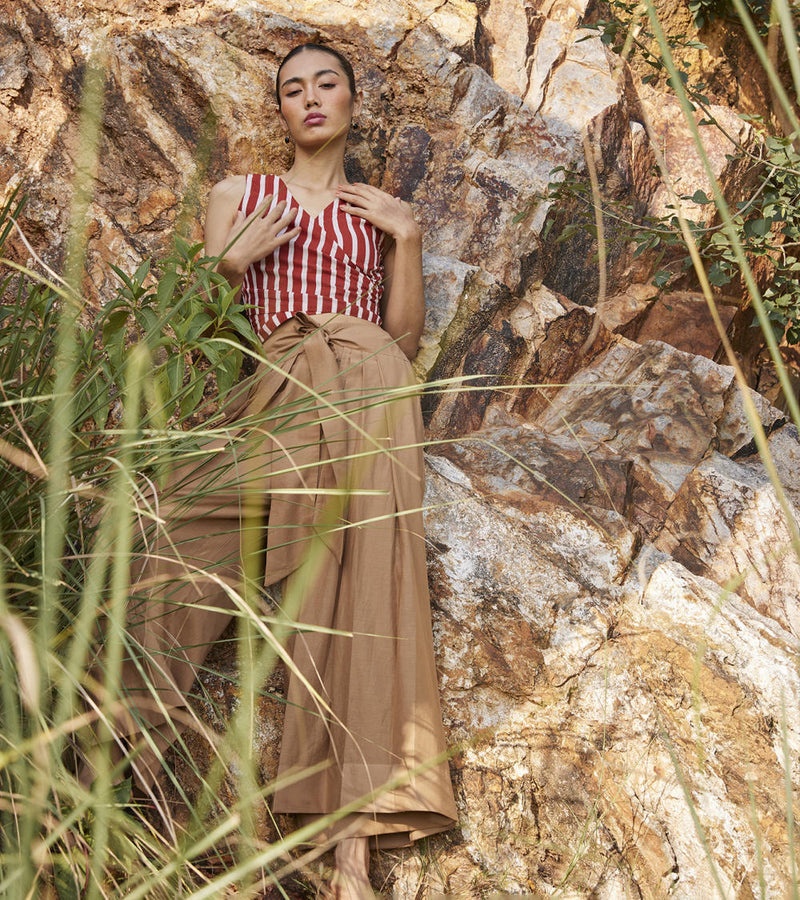 Lost In Chase Pleated Trouser Bottoms by Khara Kapas for women Worldwide