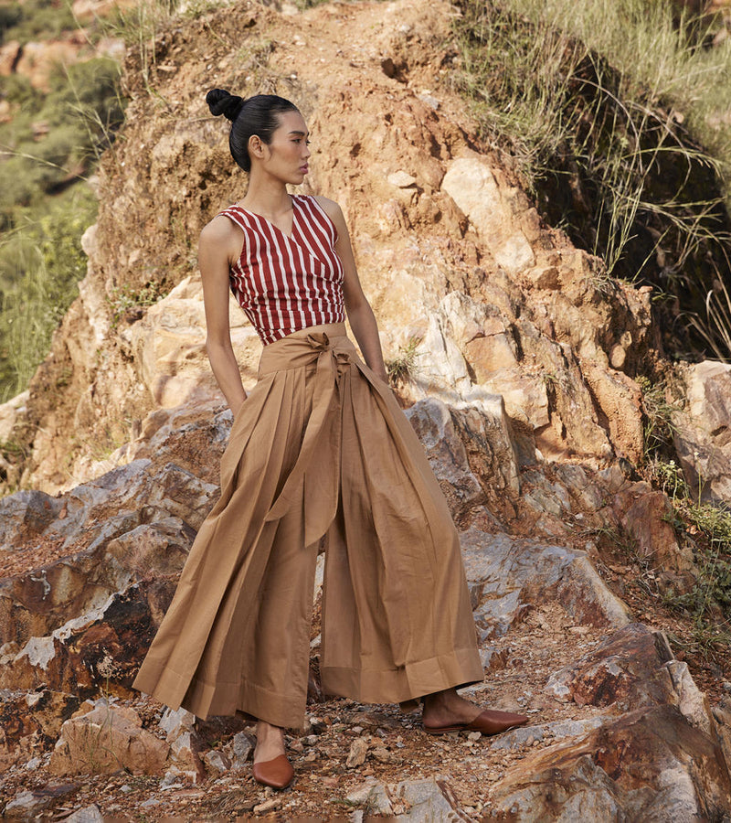 Lost In Chase Pleated Trouser Bottoms by Khara Kapas for women Worldwide