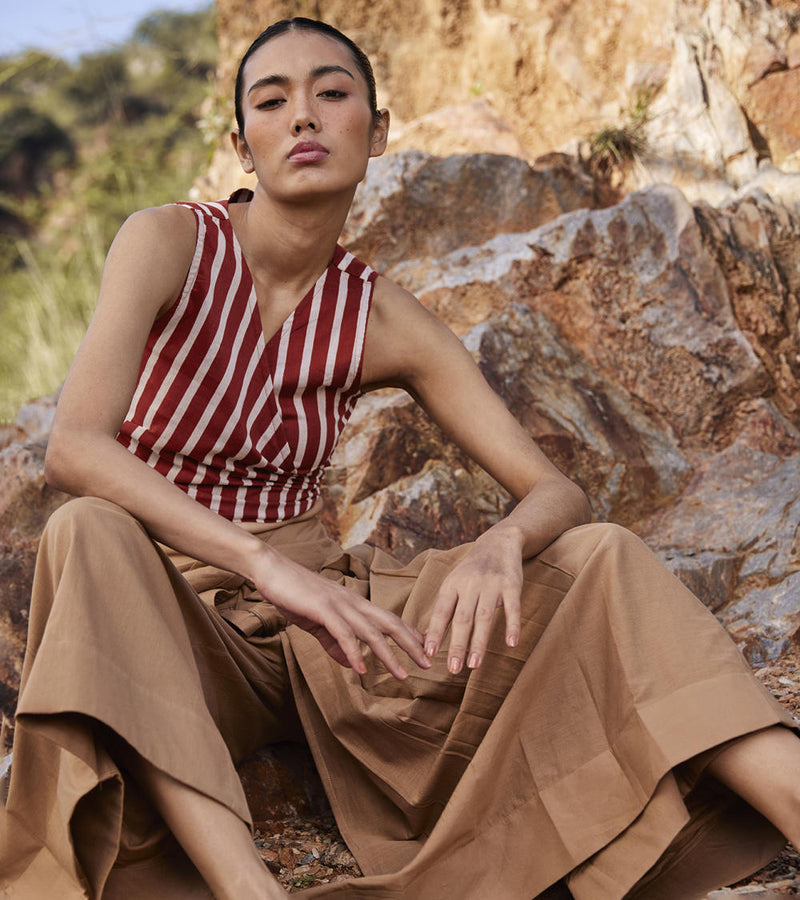 Lost In Chase Pleated Trouser Bottoms by Khara Kapas for women Worldwide