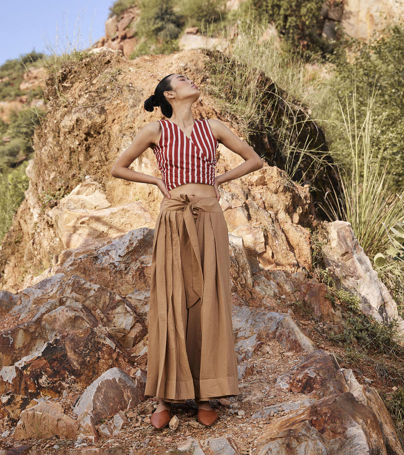 Lost In Chase Pleated Trouser Bottoms by Khara Kapas for women Worldwide
