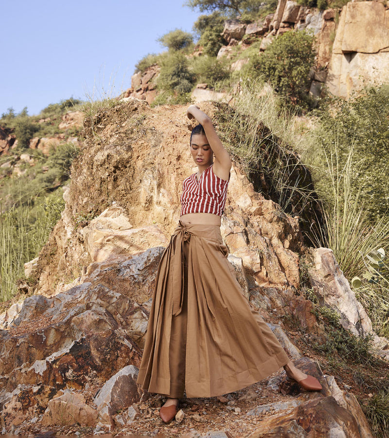 Lost In Chase Pleated Trouser Bottoms by Khara Kapas for women Worldwide