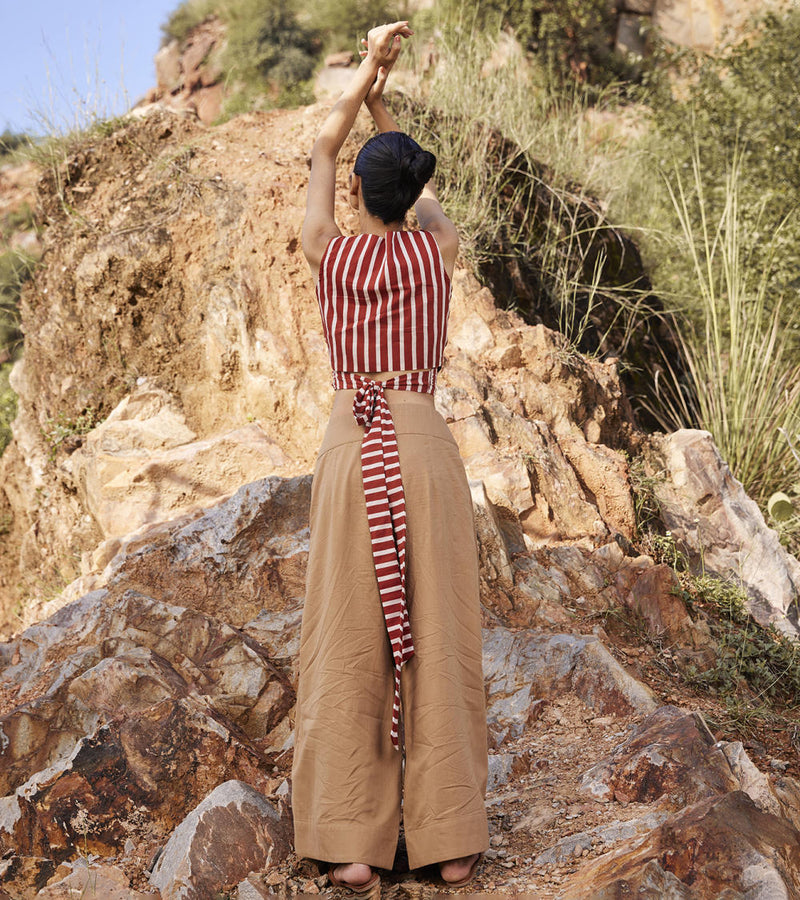 Lost In Chase Pleated Trouser Bottoms by Khara Kapas for women Worldwide