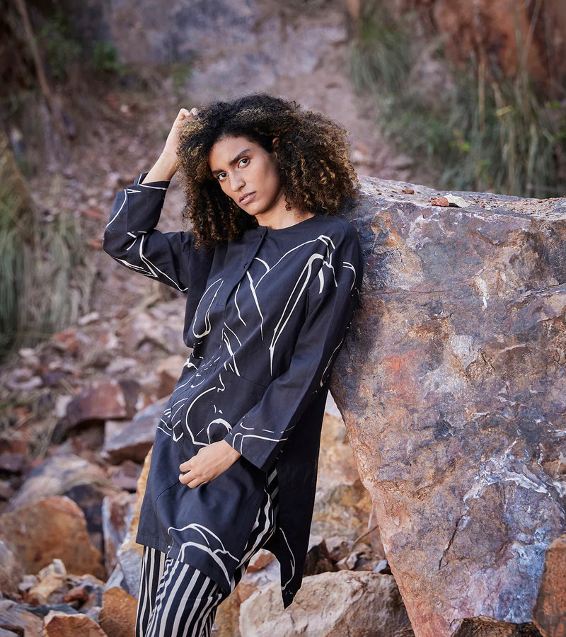 Under the Moon Co-ord Set Co-ord Set by Khara Kapas in black for women Worldwide