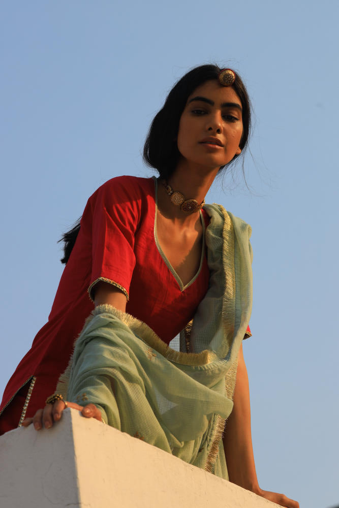 Khwaab sharara set cotton Kurta/Kurta Sets by Khara Kapas for women Worldwide