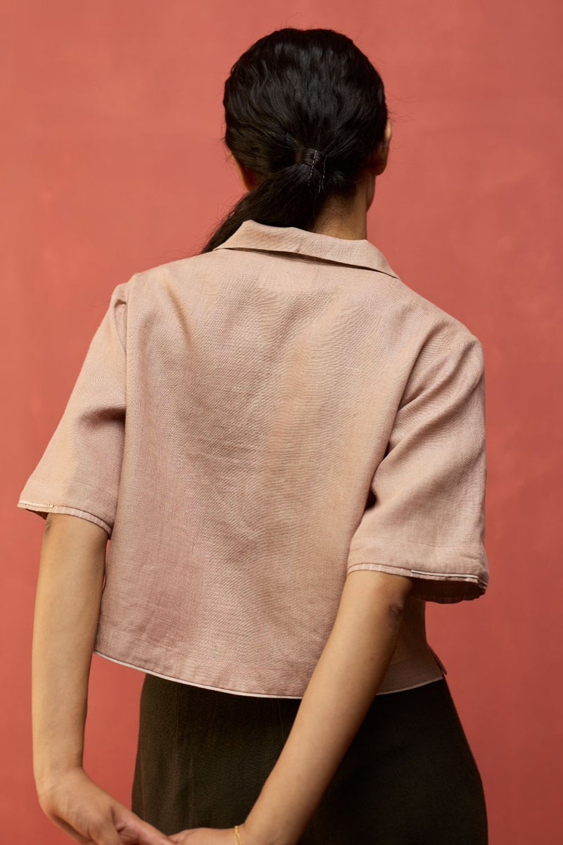 Kiera Cuban Collar Linen Co-ord Set - Dusty Rose by Manan for Worldwide