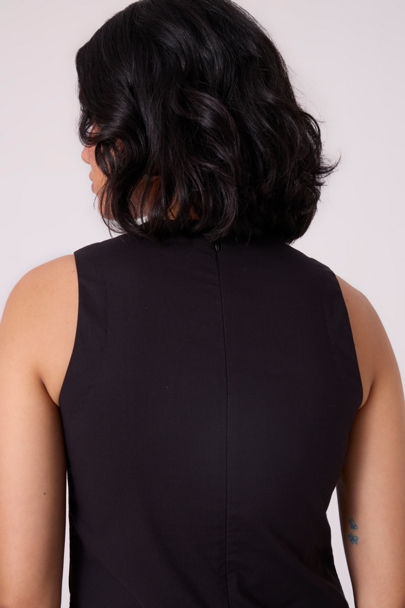 Kira Black Cotton Panelled Dress cotton by The Summer House in black color for women Worldwide