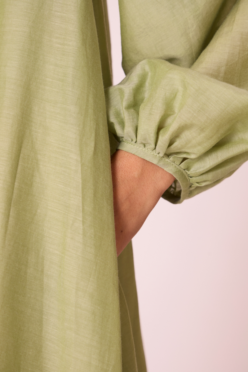 Klyuch Green Panelled Dress silk by The Summer House in green color for women Worldwide