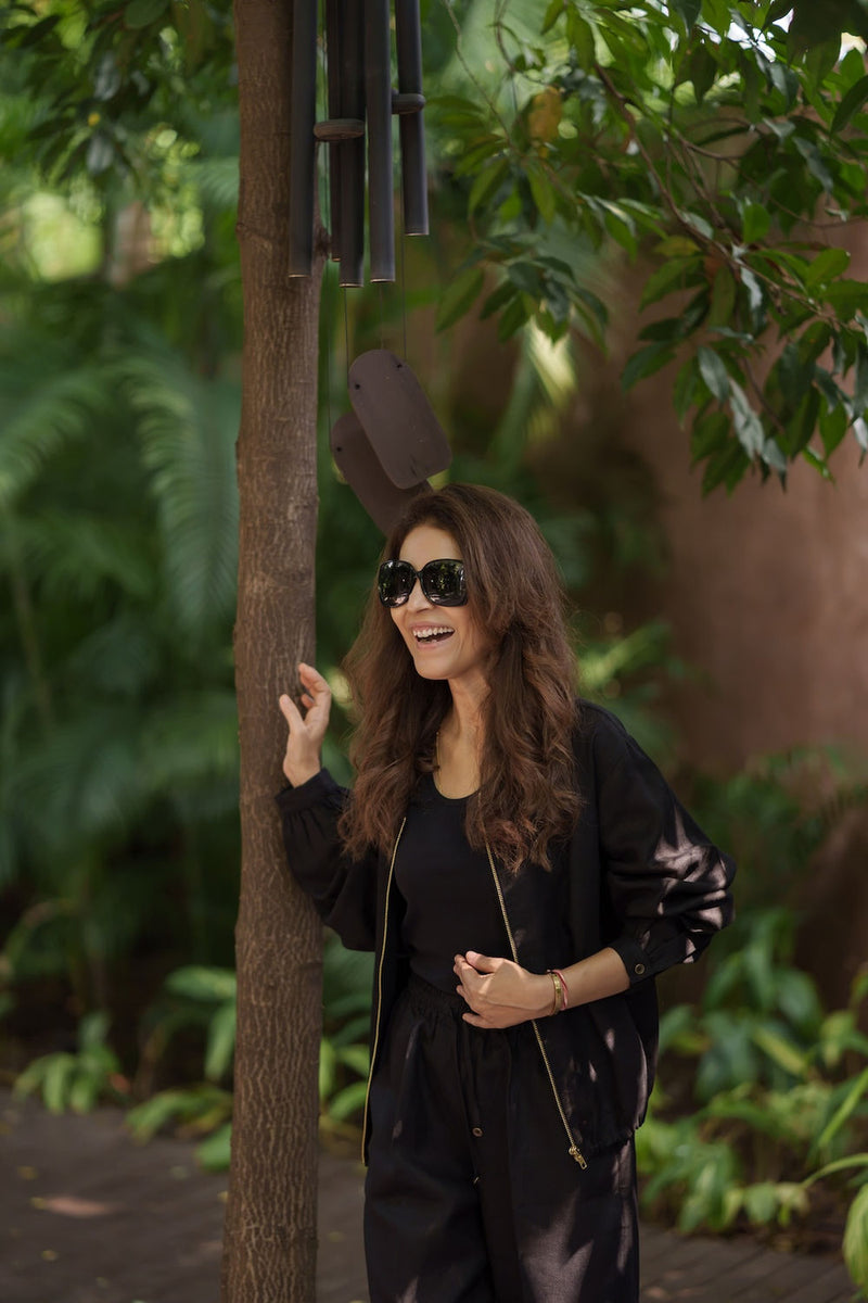 Koi Bomber linen by Zanzibar Living in black for women Worldwide