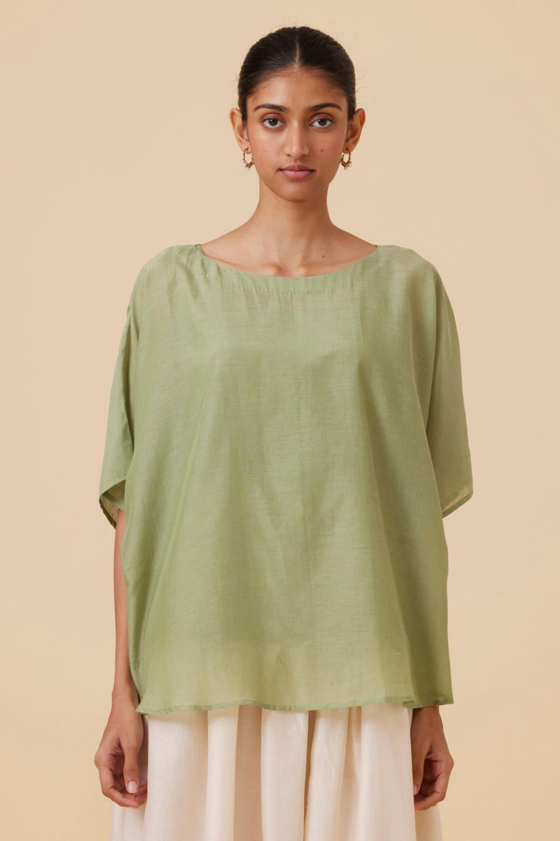 Kosh Green Cape Top silk by The Summer House in green color for women Worldwide
