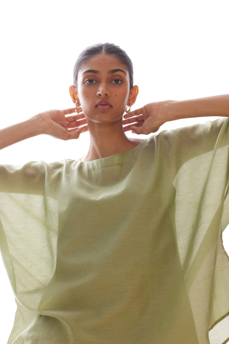 Kosh Green Cape Top silk by The Summer House in green color for women Worldwide
