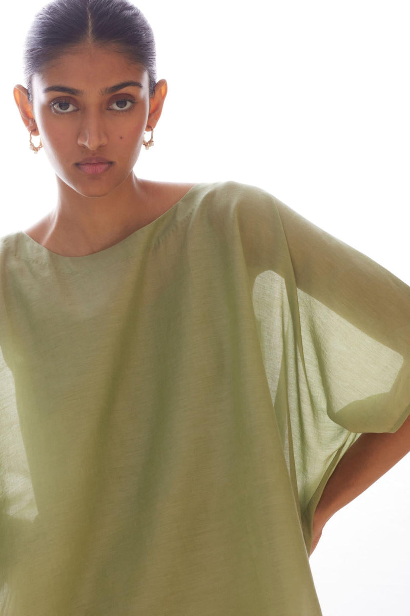 Kosh Green Cape Top silk by The Summer House in green color for women Worldwide