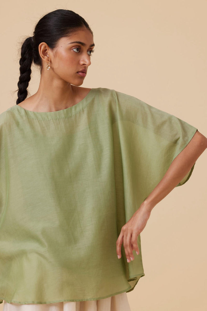Kosh Green Cape Top silk by The Summer House in green color for women Worldwide