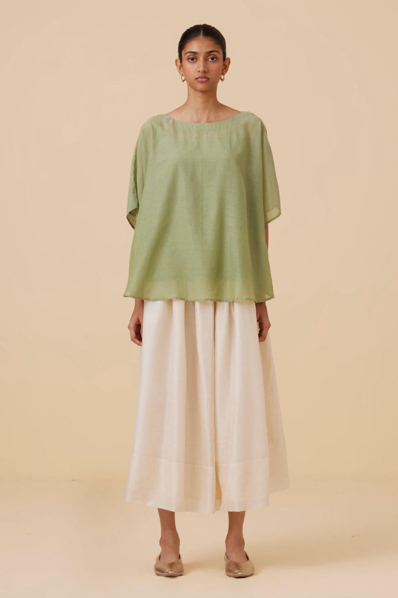 Kosh Green Cape Top silk by The Summer House in green color for women Worldwide
