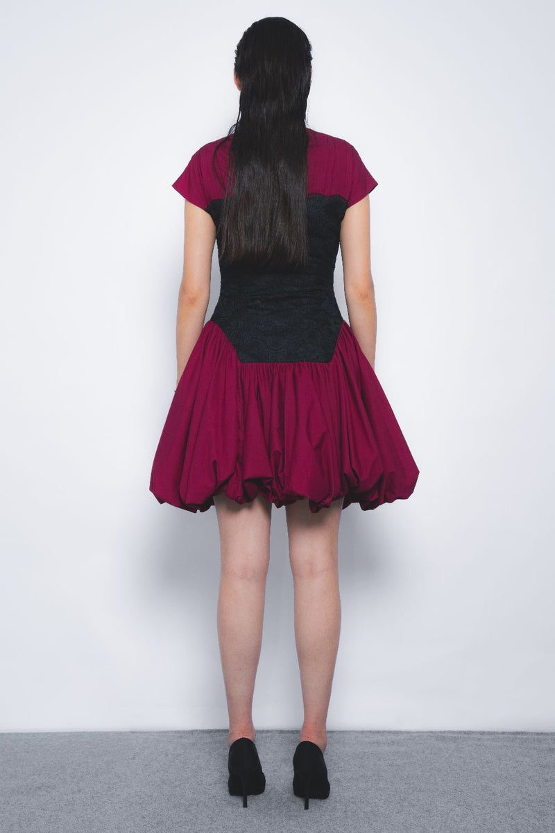 Kumuda Dress - Black and Magenta cotton by Leh Studios in multi color for women Worldwide