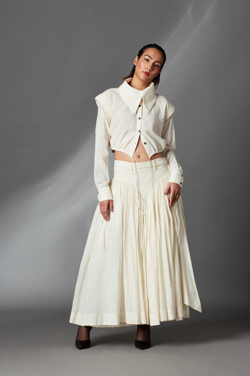 Kylie Skirt-White cotton by Chola in white color for women Worldwide