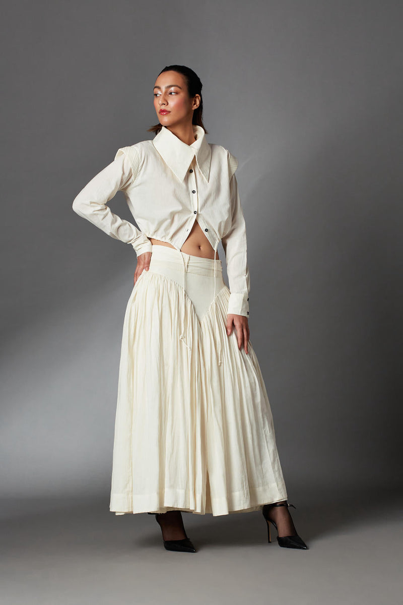 Kylie Skirt-White cotton by Chola in white color for women Worldwide