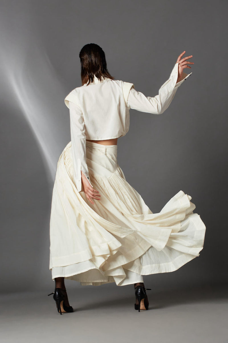 Kylie Skirt-White cotton by Chola in white color for women Worldwide