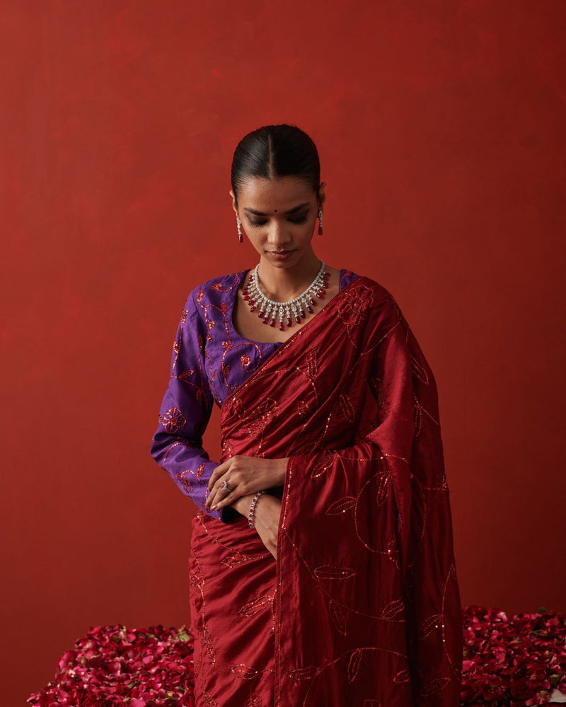 LAAL ISHQ SAREE chiffon by Rashika Mittal in red color for women Worldwide