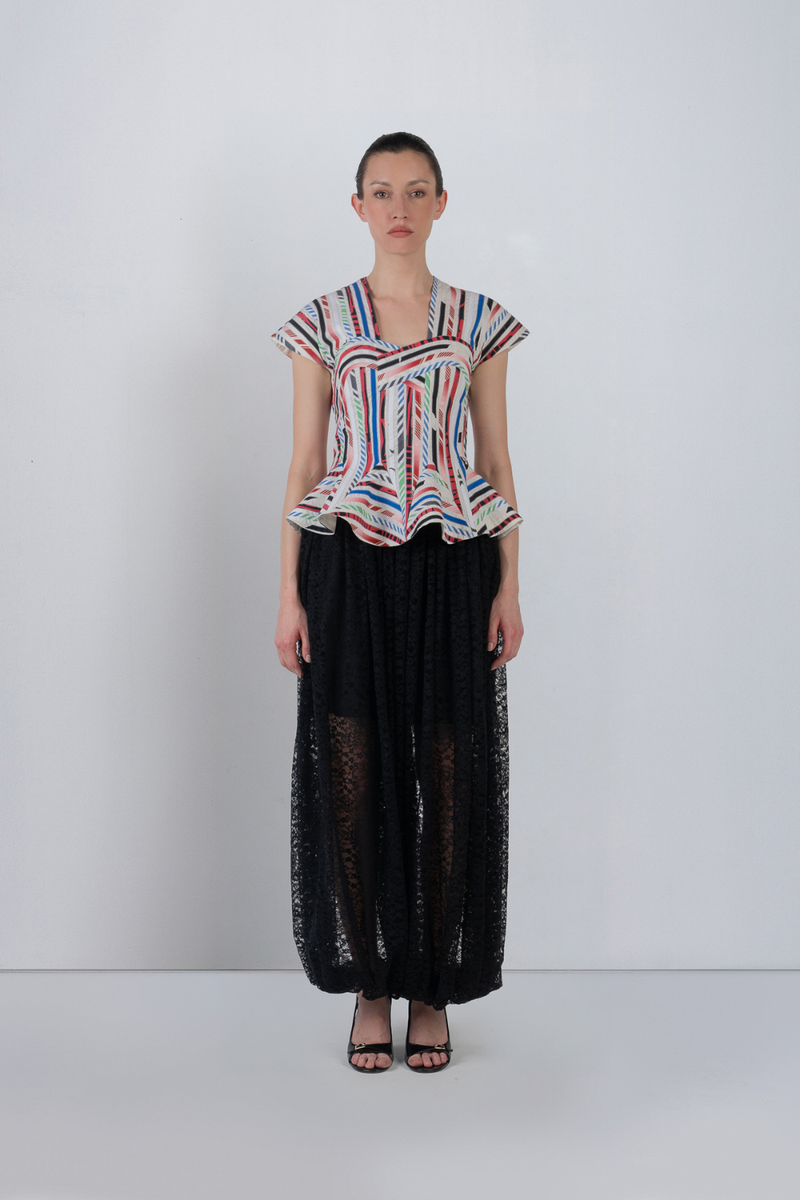 LACE BALLOON PANTS - Black pant/trouser by Leh Studios in black for women Worldwide
