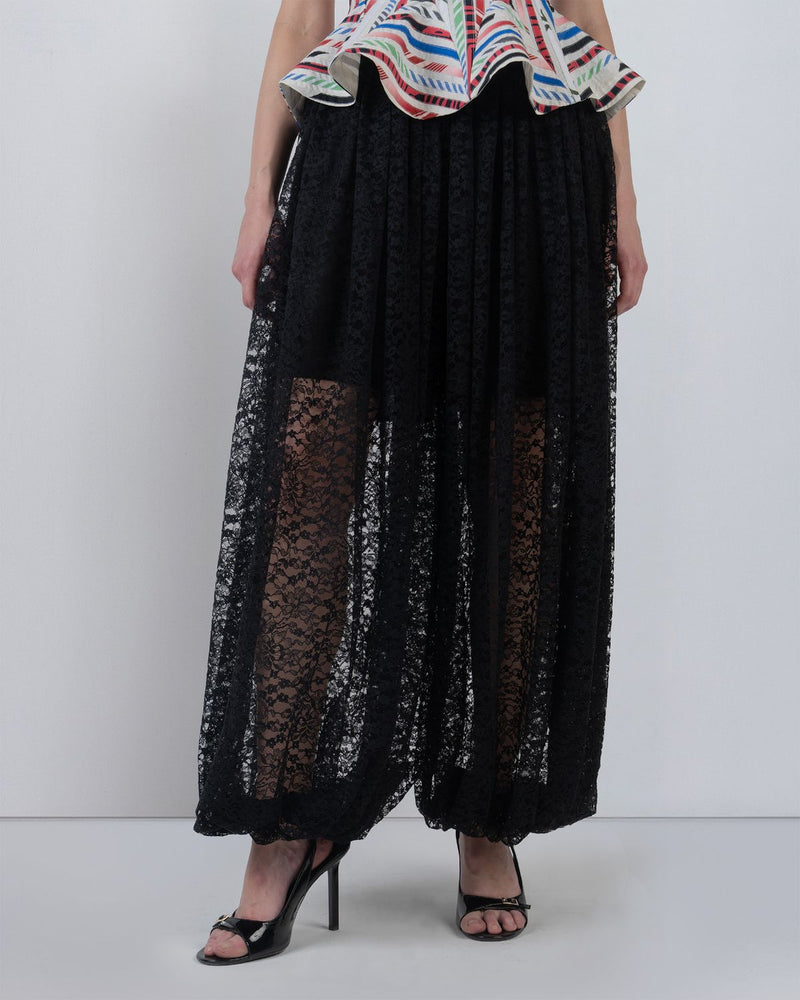 LACE BALLOON PANTS - Black pant/trouser by Leh Studios in black for women Worldwide