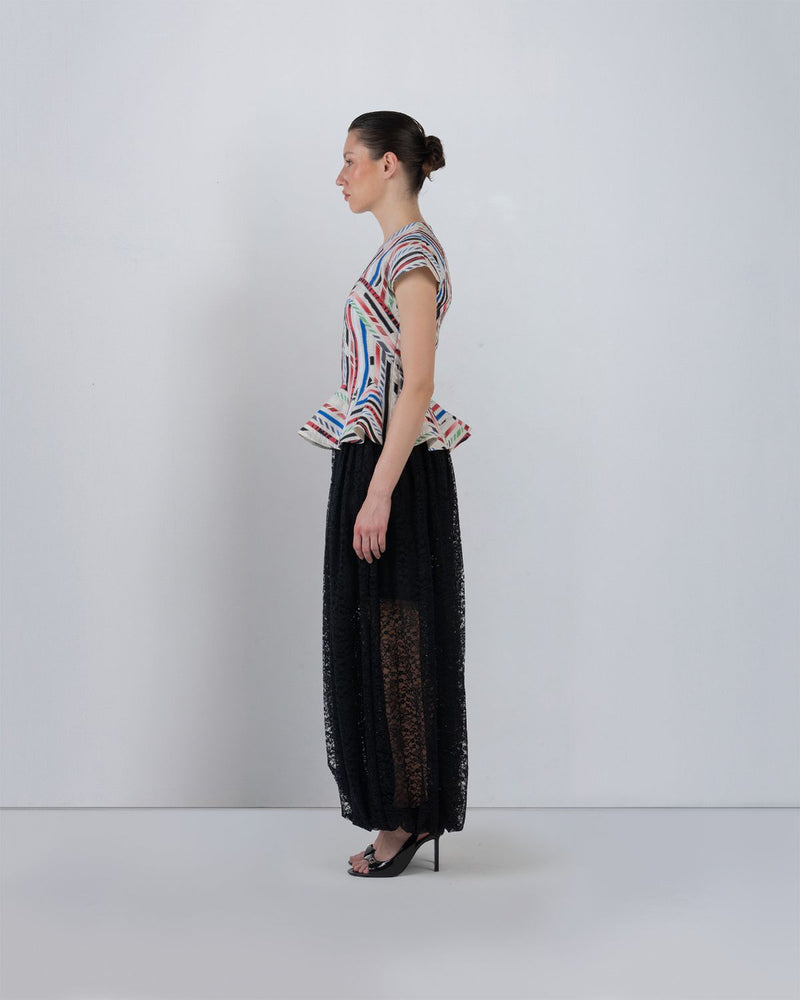 LACE BALLOON PANTS - Black pant/trouser by Leh Studios in black for women Worldwide