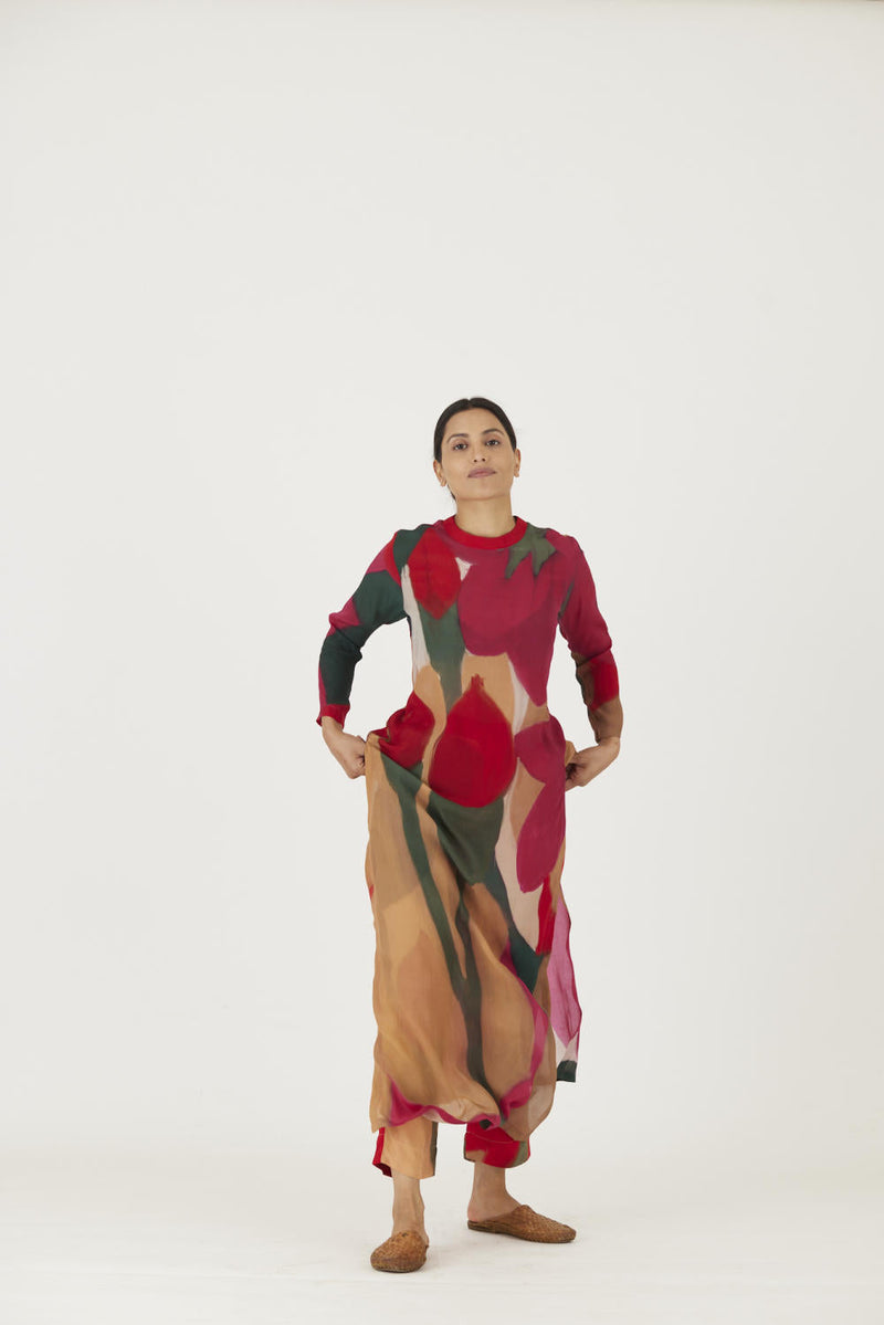 LEI LANI RED LONG KURTA SET Kurta Sets by Yam for women Worldwide