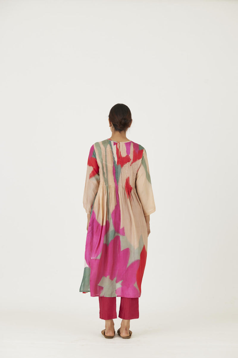 LEI LANI RED PINTUCKS KURTA SET Kurta Sets by Yam for women Worldwide