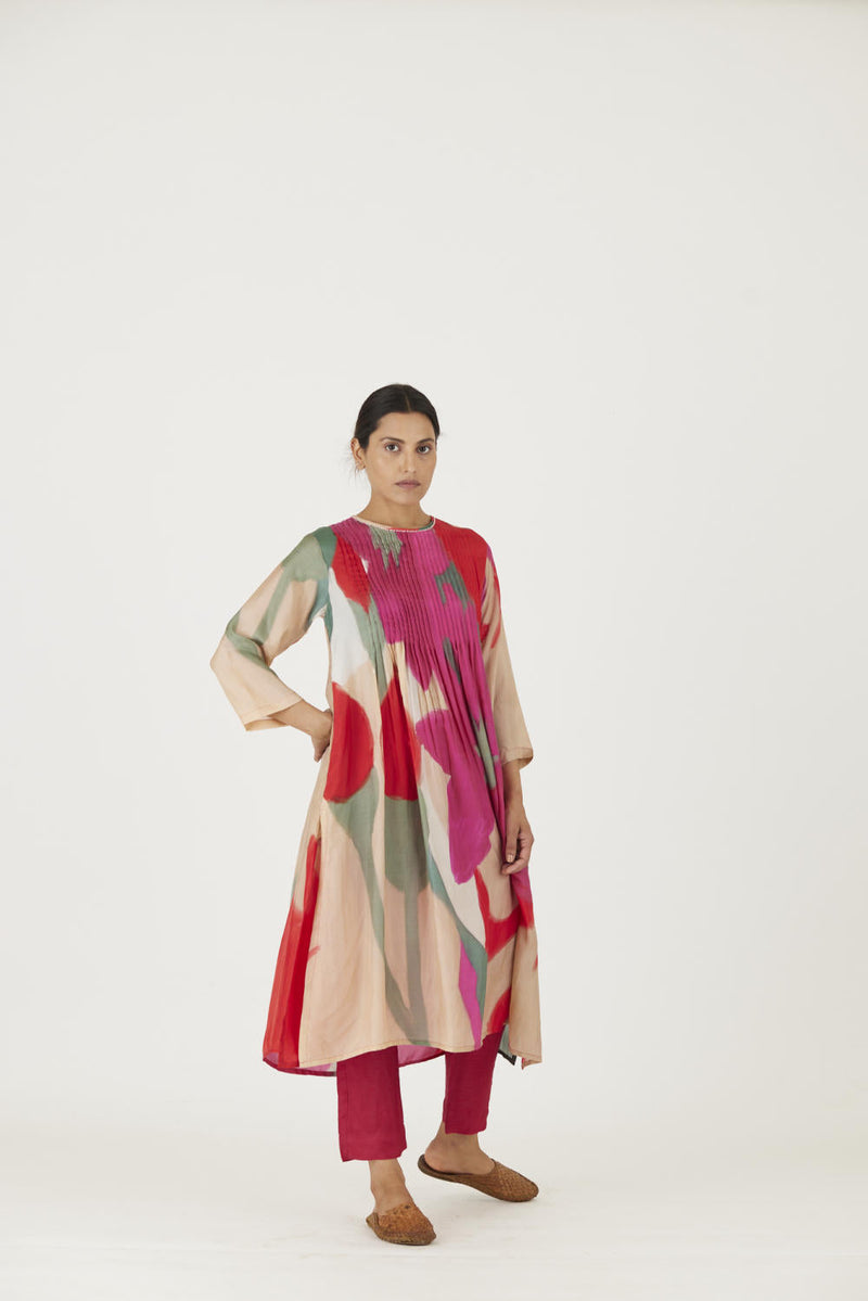 LEI LANI RED PINTUCKS KURTA SET Kurta Sets by Yam for women Worldwide