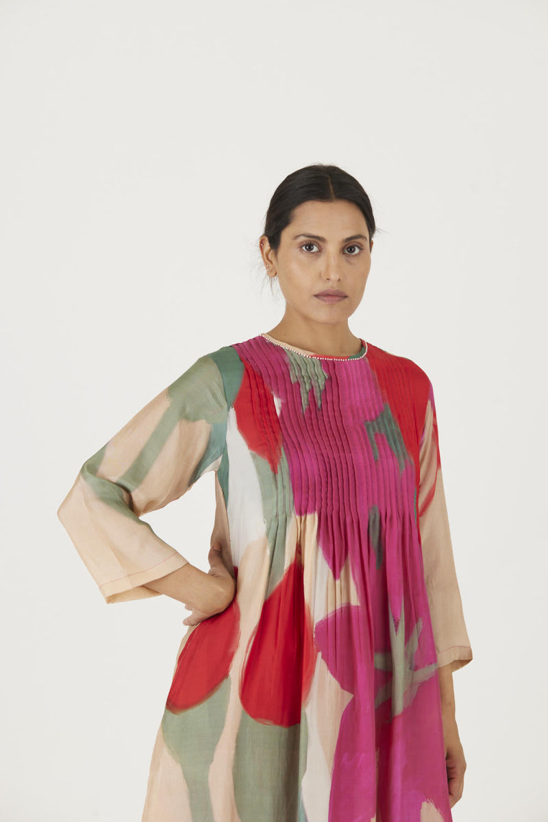 LEI LANI RED PINTUCKS KURTA SET Kurta Sets by Yam for women Worldwide