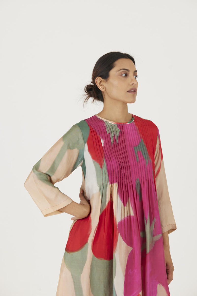 LEI LANI RED PINTUCKS KURTA SET Kurta Sets by Yam for women Worldwide