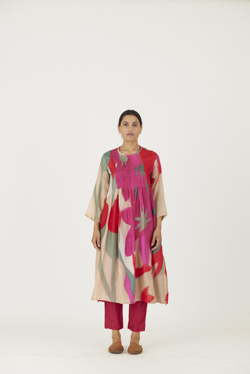 LEI LANI RED PINTUCKS KURTA SET Kurta Sets by Yam for women Worldwide