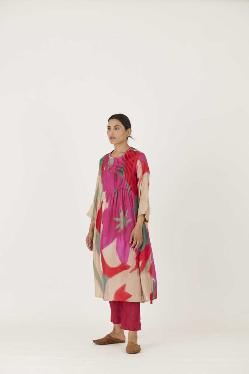 LEI LANI RED PINTUCKS KURTA SET Kurta Sets by Yam for women Worldwide