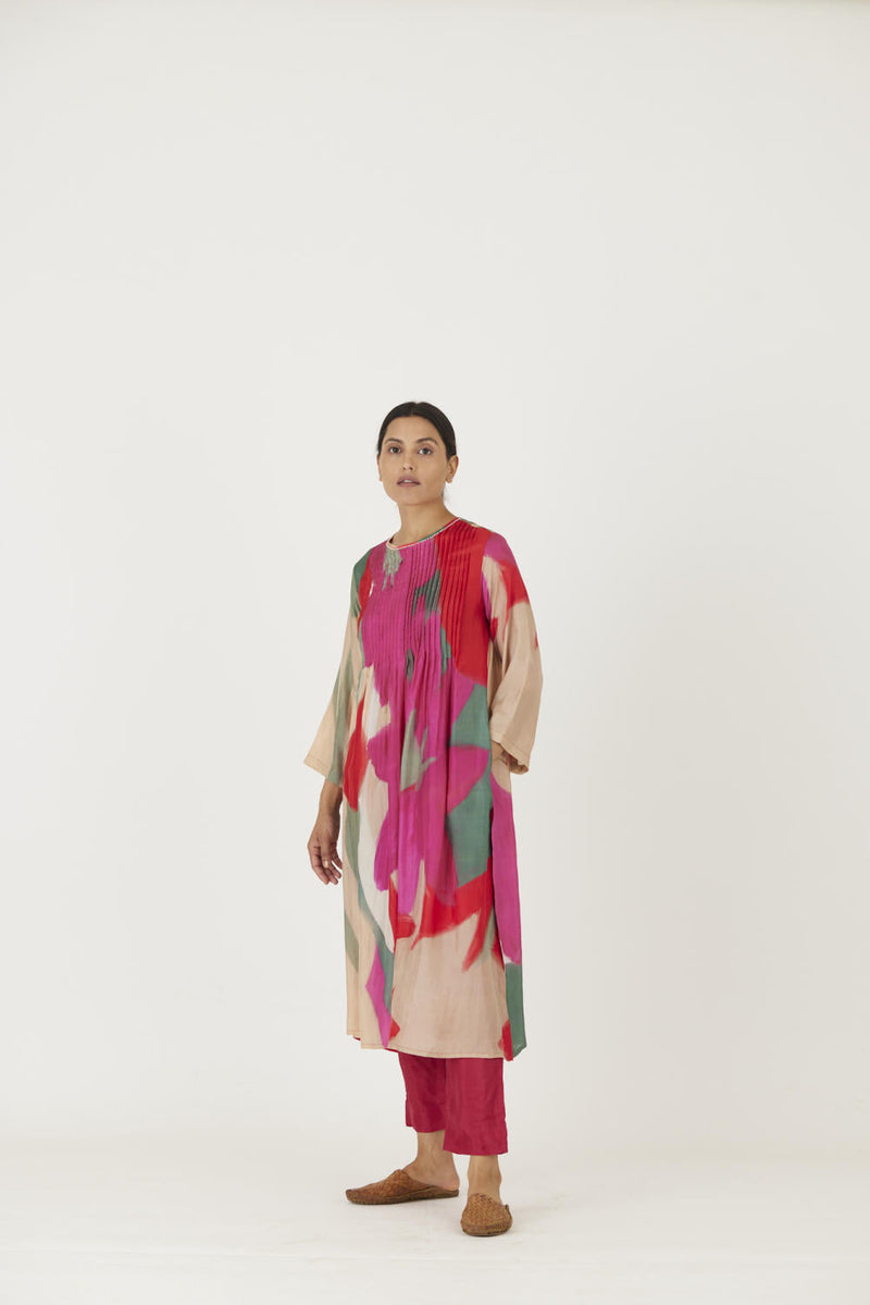 LEI LANI RED PINTUCKS KURTA SET Kurta Sets by Yam for women Worldwide